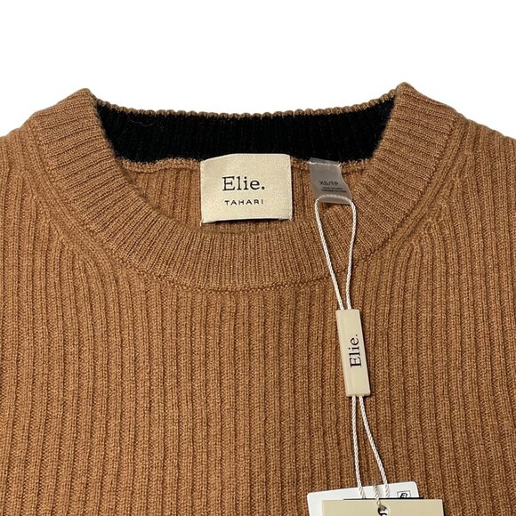 ELIE TAHARI Cashmere Colorblock Sweater‎ XXS - XS NWT Women's Tan Brown Black - Picture 5 of 7